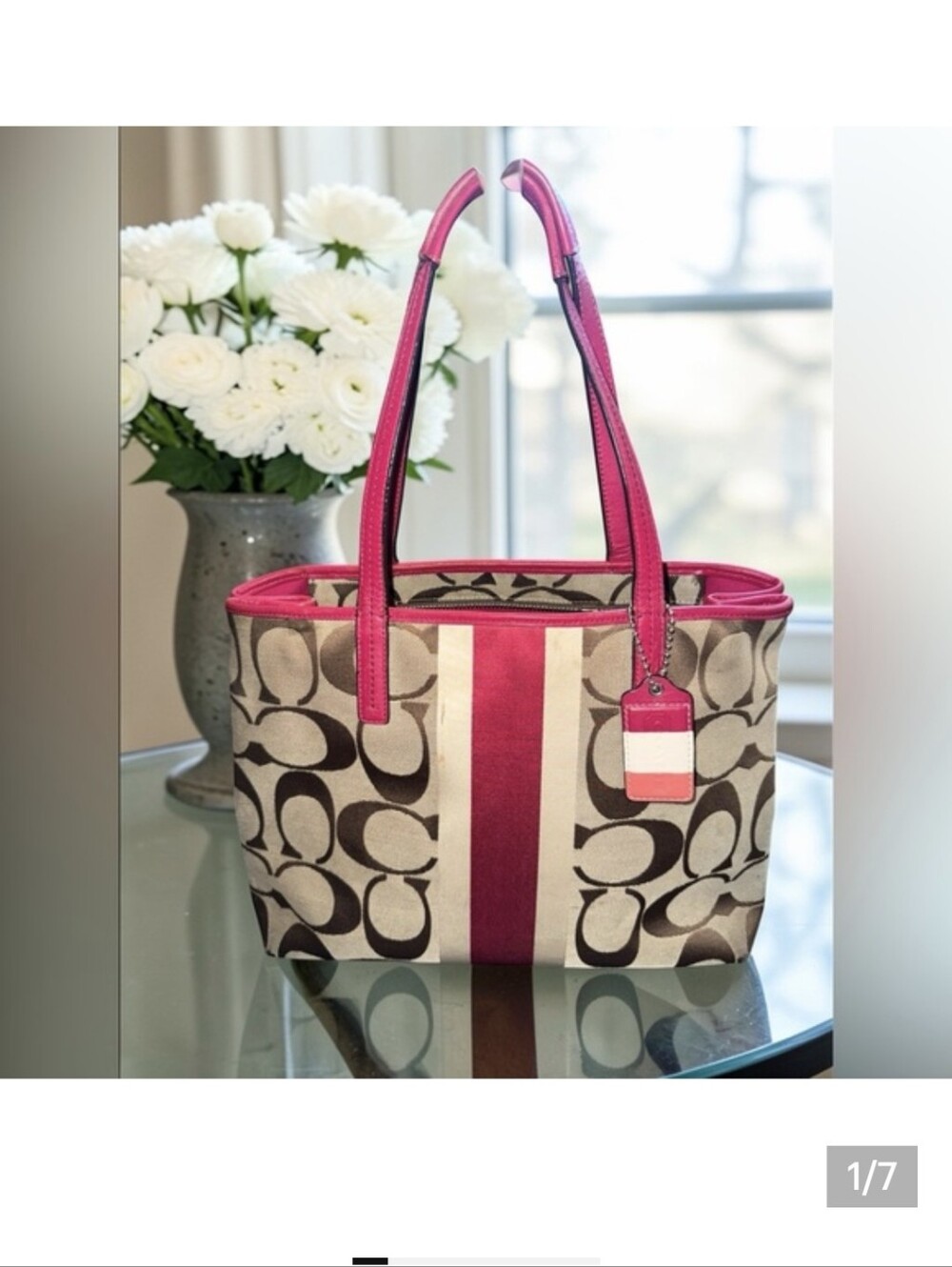 Coach Hamptons Weekend Signature Stripe Tote